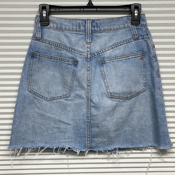 Madewell Rigid Denim Cutout Edition A-Line Mini Jean Skirt Size 25 - Picture 7 of 12